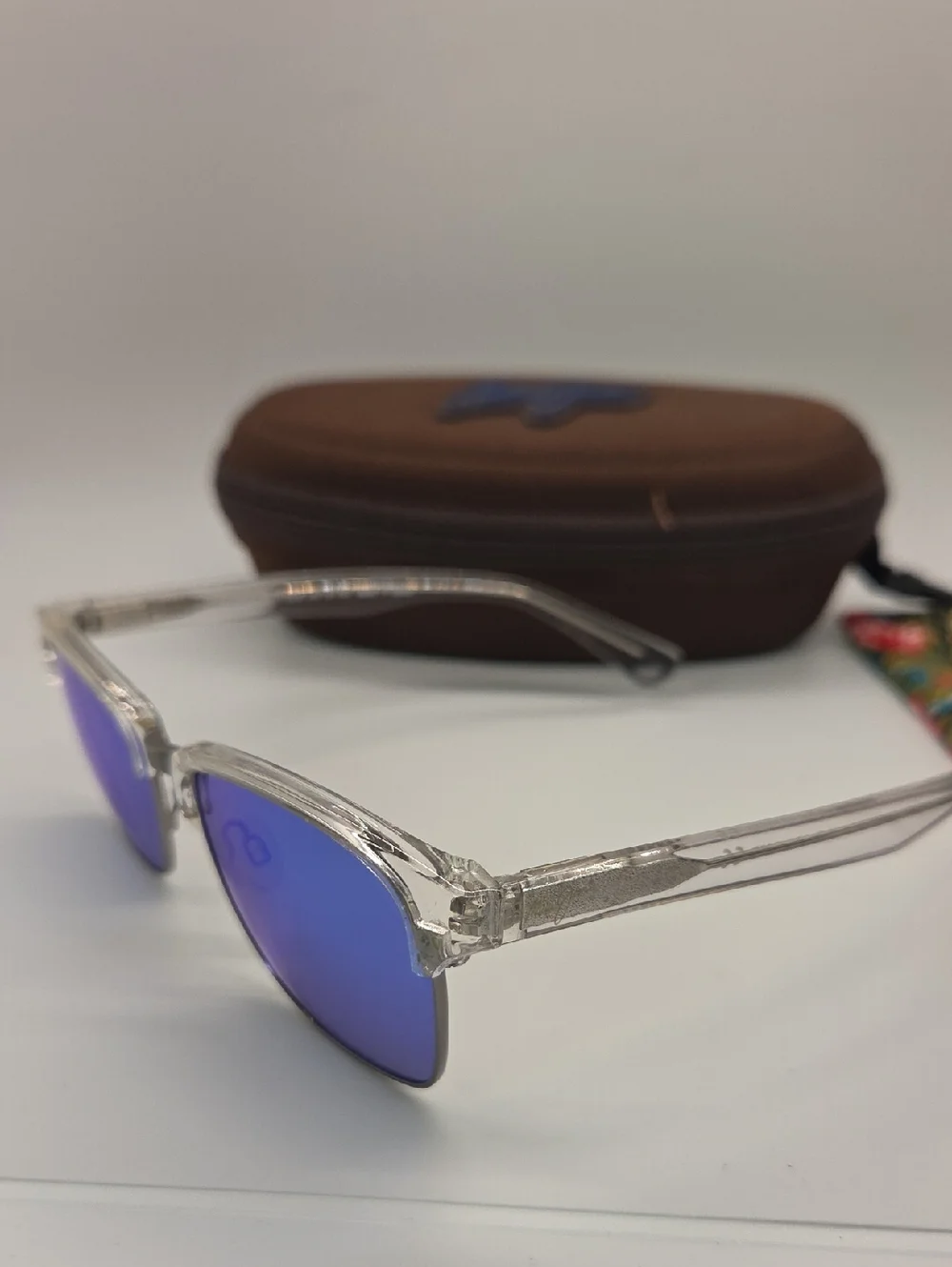 Maui Jim Kawika MJ B257 05CR Clear Frame Blue Mirrored Lens Sunglasses